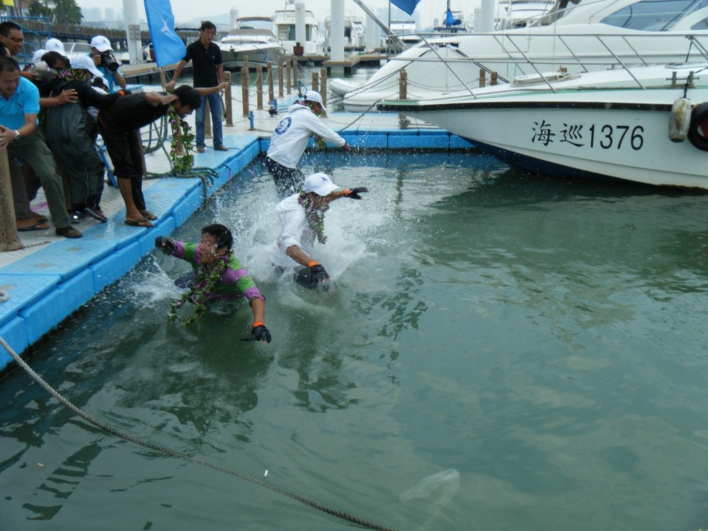 To the victors... the swim! - China Club Challenge Match 2010 photo copyright Al Skinner taken at  and featuring the  class