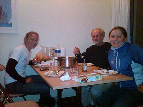 Anna, Coach Dave Dellenbaugh, Debbie At Dinner After Practice Today (Friday) - Hyeres 2010 © Team Tunnicliffe