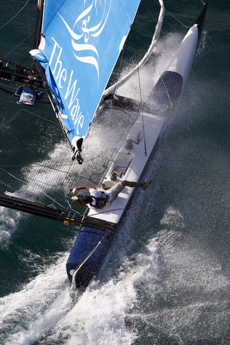 The Wave, Muscat on day 2 of the Extreme Sailing Series Almeria © Paul Wyeth / OC Events
