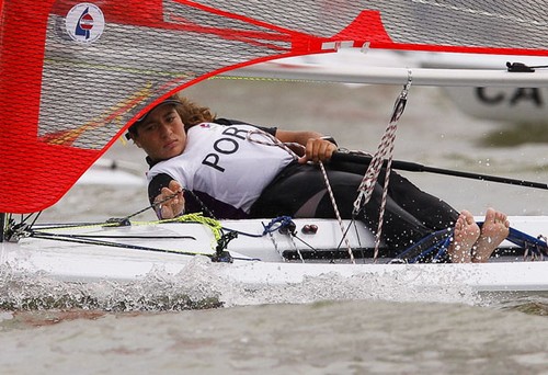 Portugal’s Ines Sobral adjusts her sail as she gets off the starting line of day 3  of Byte CII girls race 5 held at the National Sailing Centre during the Singapore 2010 Youth Olympic Games (YOG), August 20, 2010. She finished 7th in Race 5. Photo:  SPH-SYOGOC / John Heng © ISAF 