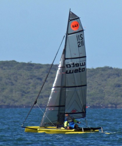 The Weta features a very elegant sail plan - which makes her a joy to sail - Weta Boat test - May 2010 © SW