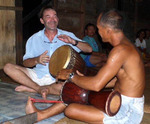 Drumming beside the Santubong River © Ley and Neil Langford
