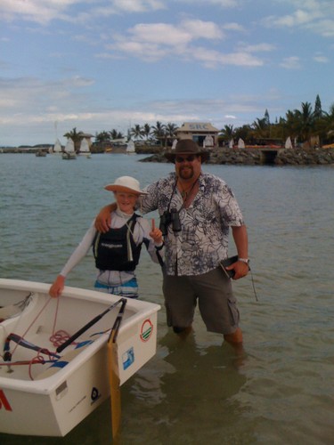 Kiwis number one in Noumea for the first time. Patrick and Team Manager and proud dad Brian Haybittle © Brian Haybittle