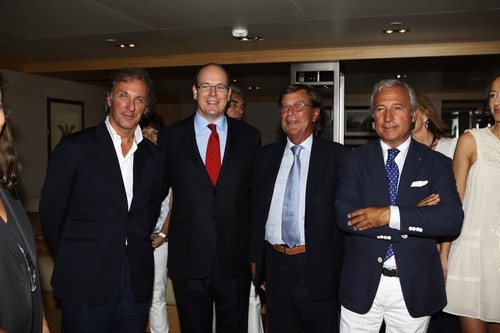 Left-right: Philippe Briand, (Naval Architect) stands with His Serene Highness, Prince Albert II of Monaco, Enrico Maria Scernit (RINA President) and Giancarlo Ragnetti, (CEO Perini Navi.<br />
<br />
 © MIAA