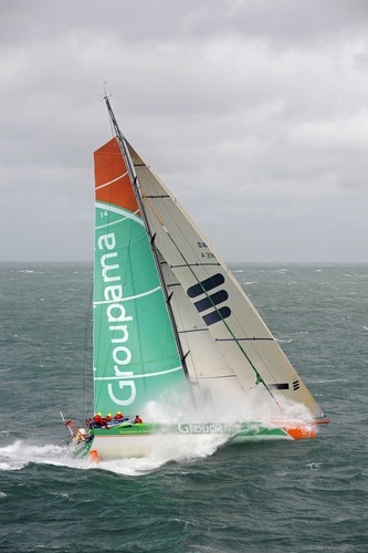 Groupama at the start of the Sevenstar Round Britain and Ireland Race. ©  Rick Tomlinson http://www.rick-tomlinson.com