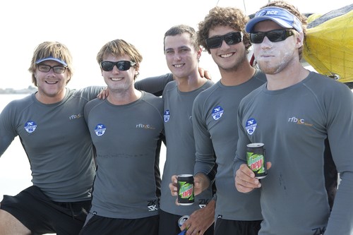 Dave Gilmour (C) and his Gilmour Racing Team at the Asian Match Racing Championships 2010. Kuala Terengannu, Malaysia.  © Gareth Cooke Subzero Images/Monsoon Cup http://www.monsooncup.com.my