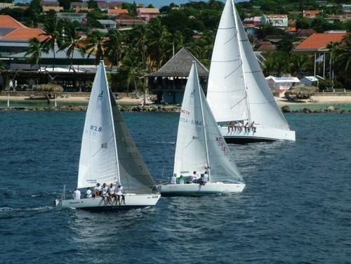 Racing in front of coast - Heineken Regatta Curacao © Trevor Nisbeth
