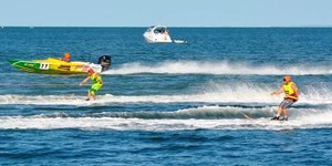 The F2 boat, 'Wild', with 'Burnin' and 'Stinga' making ground. photo copyright  SW taken at  and featuring the  class
