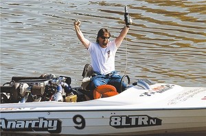 Simon McMah and &rsquo;Anarchy&rsquo;, holder of the race record for Unlimited Inboard. - Bridge to Bridge photo copyright SW taken at  and featuring the  class