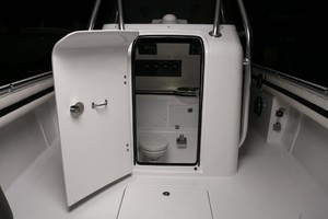 Clever design. A full stand-up head and shower compartment aft of the console aboard the 'Top Fish.' - Cigarette legend goes fishin photo copyright Cigarette Racing taken at  and featuring the  class