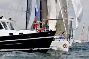 Carey Crawford Brown Lamontagne's C&C 115, Sula Sula out of the Royal Canadian Yacht Club runs downwind at the start of the Lake Ontario 300 July 17, 2010. SAIL-WORLD.com/Jeff Chalmers (PORT CREDIT, Ont) - Lake Ontario 300 - Jeff Chalmers   - 2010 Lake Ontario 300 photo copyright Jeff Chalmers taken at  and featuring the  class