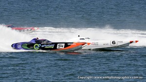 'Global Racing`` and 'The Good Guys' locked in battle before mechanical 'gremlins' forced Mike Beil and Steve Jellick ('Global Racing') out of the contest. photo copyright Reg Blunt http://www.embphotographics.com.au taken at  and featuring the  class