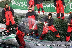 Maxi trimaran ``GROUPAMA 3``, Skipper Franck Cammas (FRA) and crew of 9, arriving in Brest after setting a new Round the World sailing record in 48 days, 7 hours, 44 min and 52 seconds. photo copyright ThMartinez / Sea & Co - Copyright http://www.thmartinez.com taken at  and featuring the  class