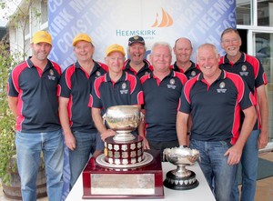 The entire crew of John Muirhead's Enchantress. First in each of IRC, AMS and PHD down the West coast. Oh. And John also got the Alan Collins Memorial Rookie Skipper prize, as it was their first attempt in the Westcoaster. photo copyright  John Curnow taken at  and featuring the  class