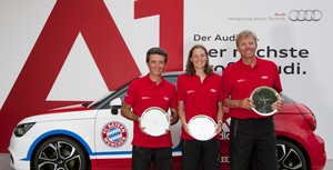 Starnberg, 12/06/10
Audi A1 Melges20 Cup
Prizegiving Cerimony
GER-1  Team Schumann - Jochen Schumann/Dr. J. Laurent Risterucci/Theresa Majer
 photo copyright BPlan/Stefano Gattin taken at  and featuring the  class