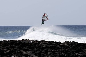 Boujmaa one handed air - PWA Cabo Verde day 3 photo copyright  John Carter / PWA http://www.pwaworldtour.com taken at  and featuring the  class