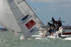 Bertrand Pace broaches in his RR2 match against Francesco Bruni. Omega Auckland Match Race Regatta. 4/3/2010 photo copyright Chris Cameron/ETNZ http://www.chriscameron.co.nz taken at  and featuring the  class