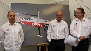 Emirates Team New Zealand announce their participation in the 2011-12 Volvo Ocean Race. Kevin Shoebridge, Grant Dalton and Matteo de Nora. photo copyright Emirates Team New Zealand / Photo Chris Cameron ETNZ  taken at  and featuring the  class