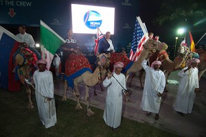 Team skippers arrive at the opening Ceremony for the Louis Vuitton Dubai regatta on Camels. 12/11/2010 photo copyright Chris Cameron/ETNZ http://www.chriscameron.co.nz taken at  and featuring the  class
