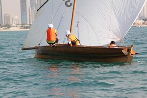 Concentration onboard Al Zeeb - Dubai Traditional 22ft Dhow Sailing Championships photo copyright Sharon Allison http://www.dimc.ae taken at  and featuring the  class