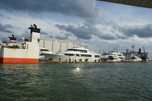 Dockwise loaded and ready to pump out seawater photo copyright Ian & Andrea Treleaven taken at  and featuring the  class