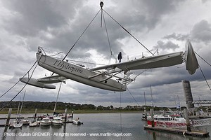 03-05-10 - Lorient (FRA,56) - Hydroptere - Mise à l'eau à la Cité de la Voile Eric Tabarly***03-05-10 - Lorient (FRA,56) - Hydroptere - Launch at Eric  Tabarly Sailing City photo copyright Guilain Grenier / Hydroptere http://www.martin-raget.com taken at  and featuring the  class