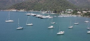 Gocek anchoring - the first boat sets the precedent photo copyright SW taken at  and featuring the  class