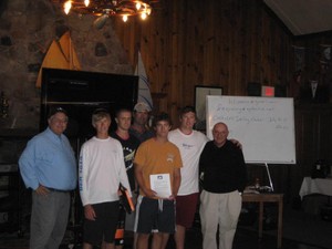 Winning team of Will Haeger, Sean Hudson, Alex Curtiss and Peter Holz with US Sailing Center Sheboygan President Tom Atkins, Coach Dave Perry and International Umpire Henry Menin photo copyright US Sailing Center Sheboygan http://www.ussailingcentersheboygan.org taken at  and featuring the  class