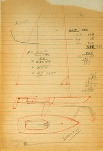 Laser designer Bruce Kirby's famous first rough sketch - note not a paper napkin photo copyright Bruce Kirby taken at  and featuring the  class