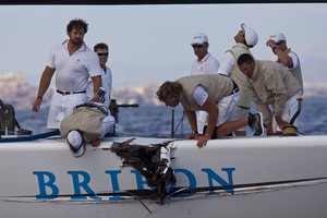 52 Series Day 2: Crash between Audi A1 powered by ALL4ONE and Bribon - Audi MedCup Region of Sardinia Trophy.  Photo: Stefano Gattini & Guido Trombetta-Studio Borlenghi/Audi MedCup photo copyright Stefano Gattini & Guido Trombetta-Studio Borlenghi taken at  and featuring the  class