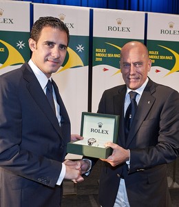 Mr Malcolm Lowell Jr. from Edwards Lowel and Igor Simcic, ESIMIT EUROPA 2, line honours - Rolex Middle Sea Race 2010 photo copyright  Rolex/ Kurt Arrigo http://www.regattanews.com taken at  and featuring the  class