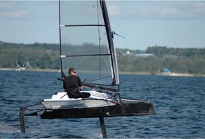 Adam Lowery foiling to victory as the new 2010 North American Champion photo copyright www.int-moth.us taken at  and featuring the  class