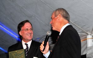 Rolex Vice President Peter Nicholson and Gary Jobson, master of ceremonies, America&rsquo;s Cup Hall of Fame Induction presented by Rolex Watch USA photo copyright Paul Darling taken at  and featuring the  class