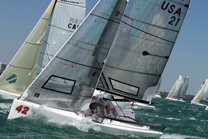 Marc Hollerbach, Fu charges at the start - Audi Melges 20 Miami Winter Series photo copyright 2010 JOY / International Audi Melges 20 Class Association http://melges20.com/ taken at  and featuring the  class