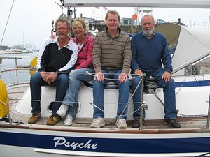 PPL PHOTO AGENCY - COPYRIGHT RESERVED Caption 2010 RYA CRUISE: The crew of Psyche, a Hallberg Rassy 37 skippered by Christian Koefoed-Nielsen (left) and his crew Susannah, Richard and Kieran.
PHOTO CREDIT: Carol Paddison/RYA/PPL *** Local Caption *** 2010 RYA CRUISE: The crew of Psyche, a Hallberg Rassy 37 skippered by Christian Koefoed-Nielsen (left) and his crew Susannah, Richard and Kieran. photo copyright SW taken at  and featuring the  class