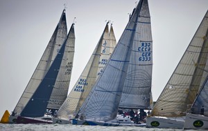 Fleet start - Rolex Commodores&rsquo; Cup 2010. HKG&rsquo;s Rockall 3 (GER 6333) hits the line in the middle photo copyright  Rolex/ Kurt Arrigo http://www.regattanews.com taken at  and featuring the  class