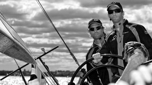 NEW ZEALAND, Auckland, 7th March 2010, Louis Vuitton Trophy, practice session on board TEAMORIGIN, Iain Percy, Tactician (left) and Ben Ainslie, Skipper and Helmsman. photo copyright Ian Roman/TEAMORIGIN www.ianroman.com taken at  and featuring the  class