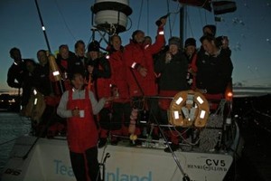 Team Finland celebrate Race 13 line honours - Clipper 09-10 Round the World Yacht Race photo copyright Clipper Ventures PLC . http://www.clipperroundtheworld.com taken at  and featuring the  class
