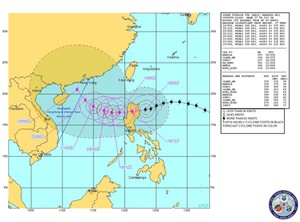Projected path of Super Typhoon Megi, and the rhumb line of the HK-Vietnam Race photo copyright Hong Kong Observatory taken at  and featuring the  class
