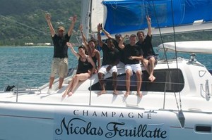 Second overall, Michel Desjoyeaux and the Champagne Nicolas Feuillatte crew - Seychelles Regatta 2010 photo copyright P.Jaffredou/G.Cazade/SeychellesRegatta2010 taken at  and featuring the  class