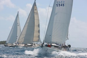 Golden Pearl followed by Amanzi and Blue Dreams
Oyster BVI Regatta 2010 - Friday April 16 photo copyright  Tim Wright / Photoaction.com http://www.photoaction.com taken at  and featuring the  class
