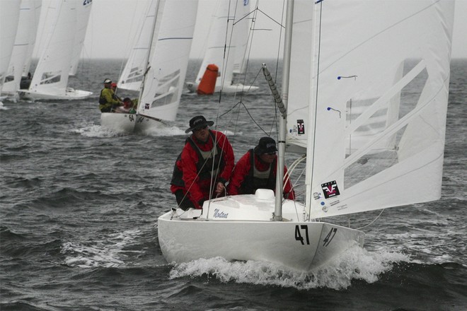 Germany's Montana is leading the Corinthian charge. - Dragon World Championships ©  John Curnow