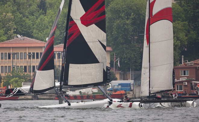 Alinghi and Team Extreme crash - Extreme Sailing Series 2011 © Mark Lloyd http://www.lloyd-images.com