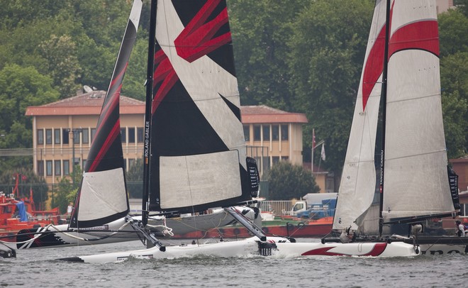 Alinghi and Team Extreme crash - Extreme Sailing Series 2011 © Mark Lloyd http://www.lloyd-images.com