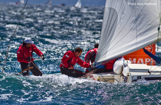 J/80 rounding leeward mark gate- sailing off Palma Mallorca, Spain- photo credit- Nico Martinez - J/80 Copa de Espana © Chapifoto.com Mariafoto.com