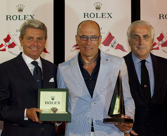 Gian Riccardo Marini (CEO of Rolex SA), Igor Simcic (owner of ESIMIT EUROPA 2) and Carlo Croce (President of Yacht Club Italiano) - Giraglia Rolex Cup 2011 ©  Rolex / Carlo Borlenghi http://www.carloborlenghi.net