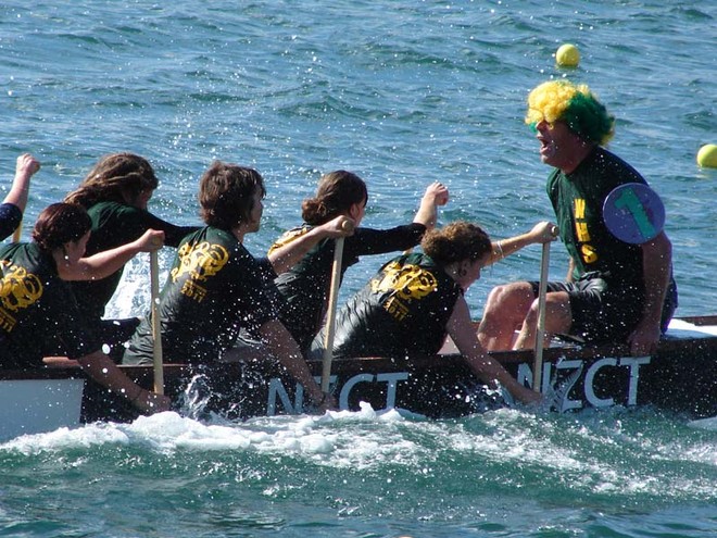 Racers in the school team heats of the NZCT Dragon Boat Festival in Wellington harbour waterfront on Sunday. - NZCT Dragon Boat Festival, Wellington © Genevieve Howard