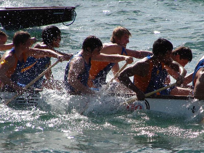 Racers in the school team heats of the NZCT Dragon Boat Festival in Wellington harbour waterfront on Sunday. - NZCT Dragon Boat Festival, Wellington © Genevieve Howard
