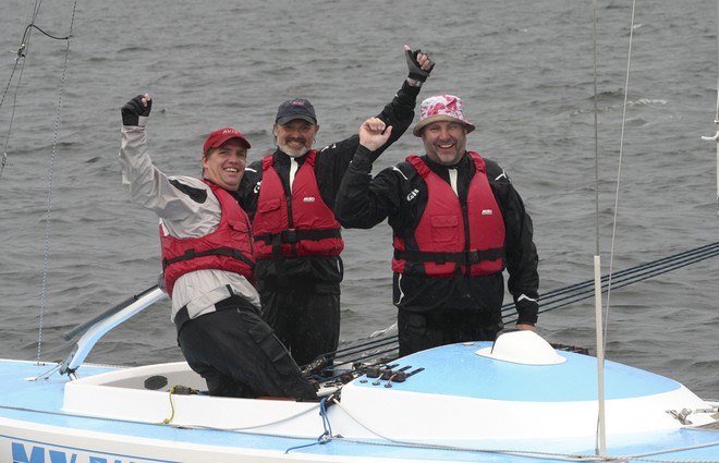 The crew from Denmark's My Way crew were pretty happy about their day's efforts. - Dragon World Championships ©  John Curnow