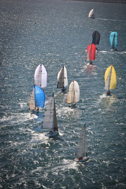 Colourful spinakers heading across Pt Phillip Bay - Lipton Cup 2011 © Shirley Wodson